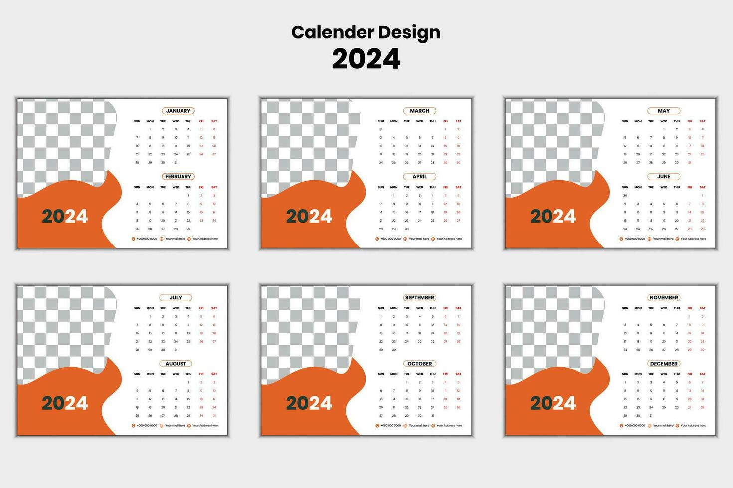 Happy new year calendar design 2024 Free Vector