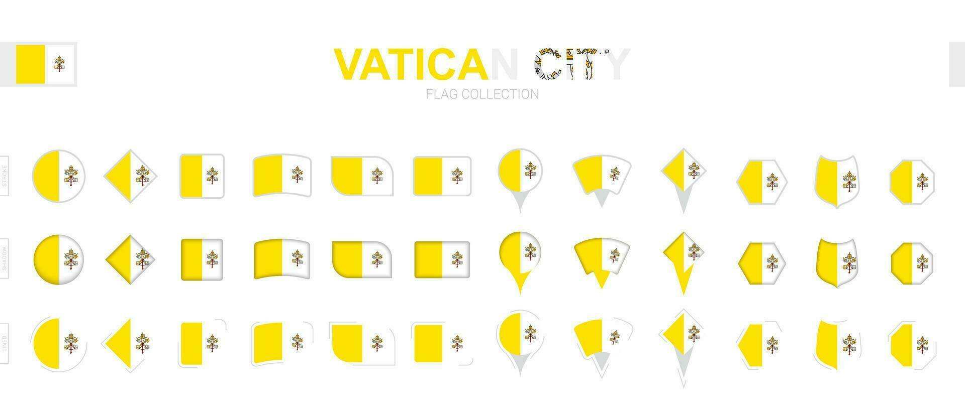 grande colección de Vaticano ciudad banderas de varios formas y efectos vector