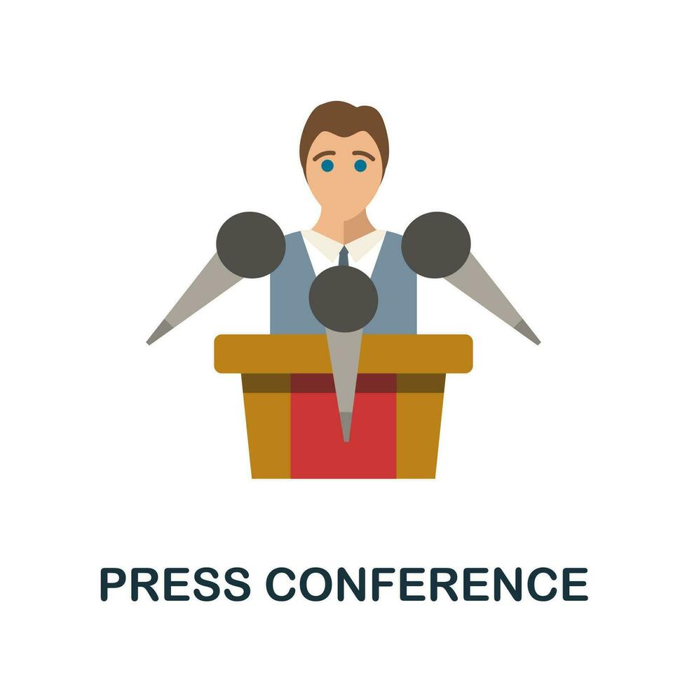 Press Conference flat icon. Color simple element from activism collection. Creative Press Conference icon for web design, templates, infographics and more vector