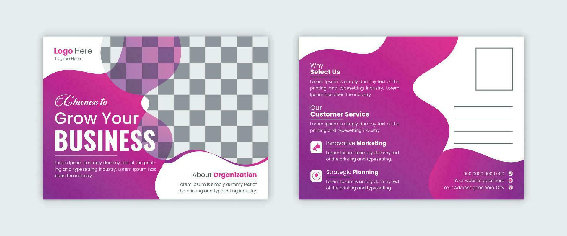 Modern business postcard design template, Event Card Free Vector