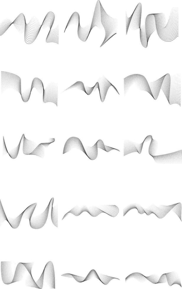 Halftone Wave Elements Set vector