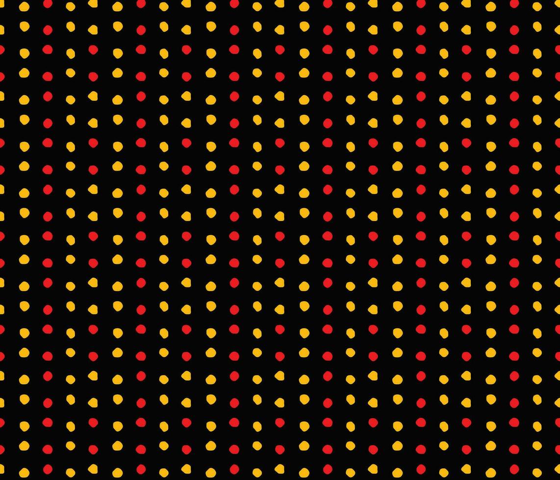Red Yellow Polka Dot Pattern On Black Background vector