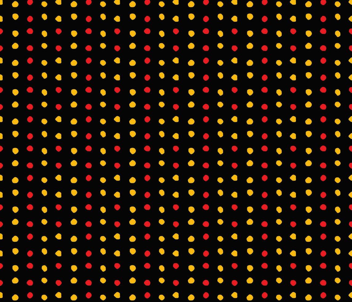 Red Yellow Polka Dot Pattern On Black Background vector