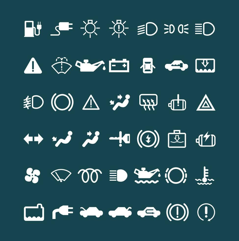 Car Dashboard Panel Icon Set vector