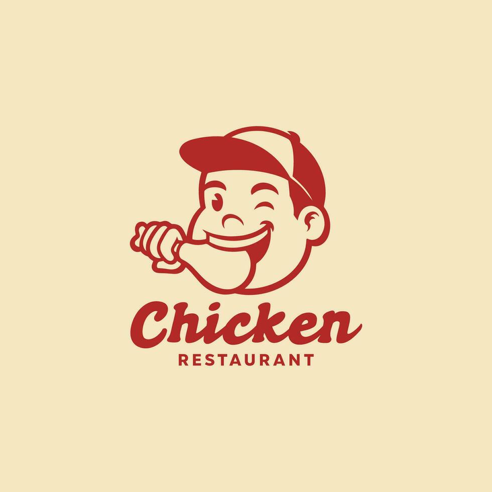 Man holding fried chicken logo design vector