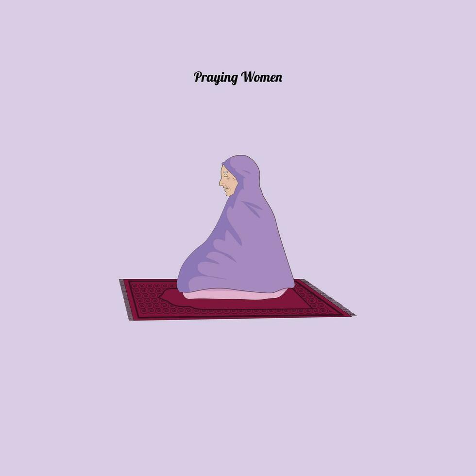 Muslim Praying Woman is Dressed in Islamic vector
