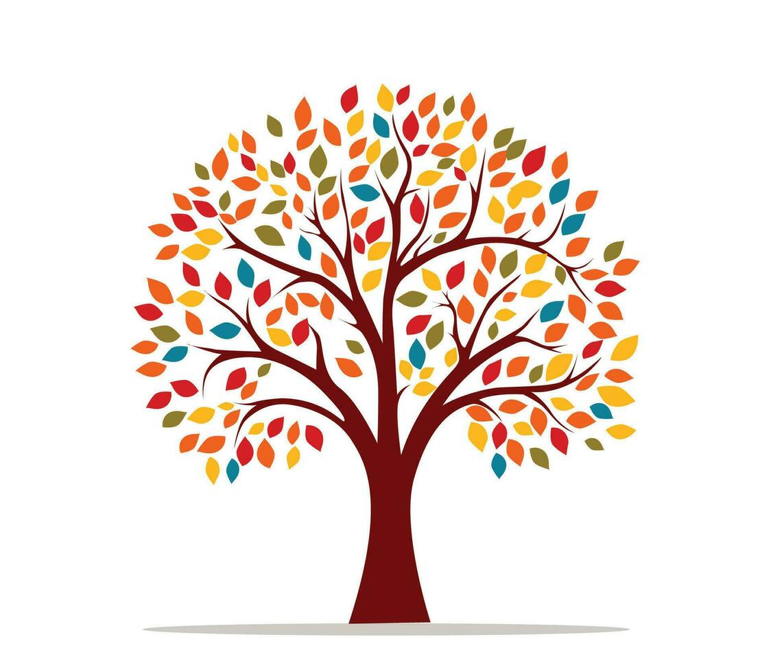 tree with colorful leaves vector illustration