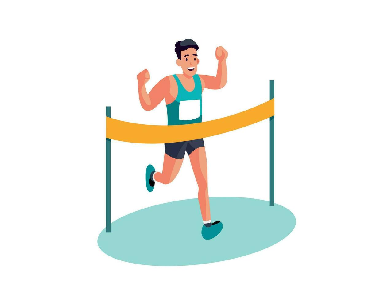 runner winning a race flat character illustration vector