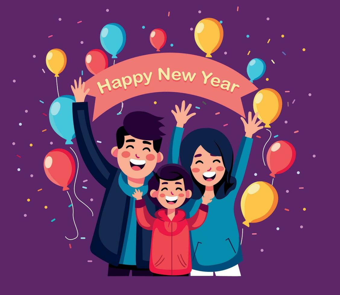 flat character Family celebration template vector illustration editable eps
