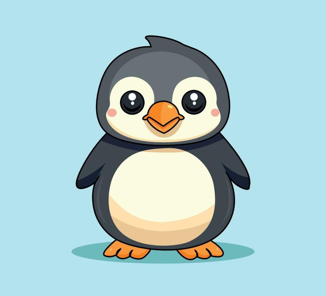 linda pingüino dibujos animados mascota vector ilustración