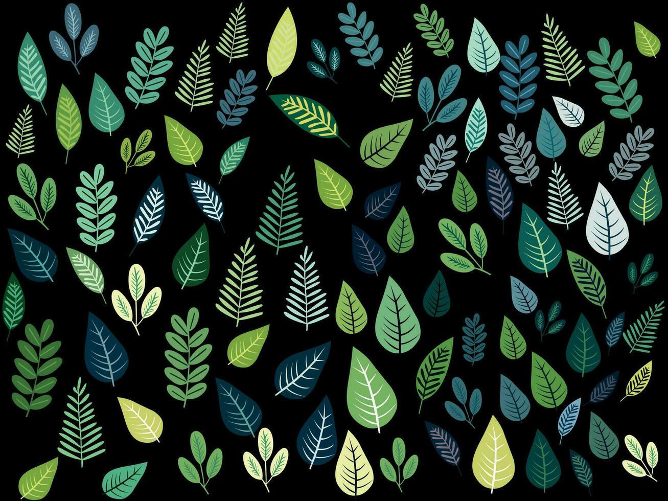 flat vector topical leaf seamless pattern background illustration