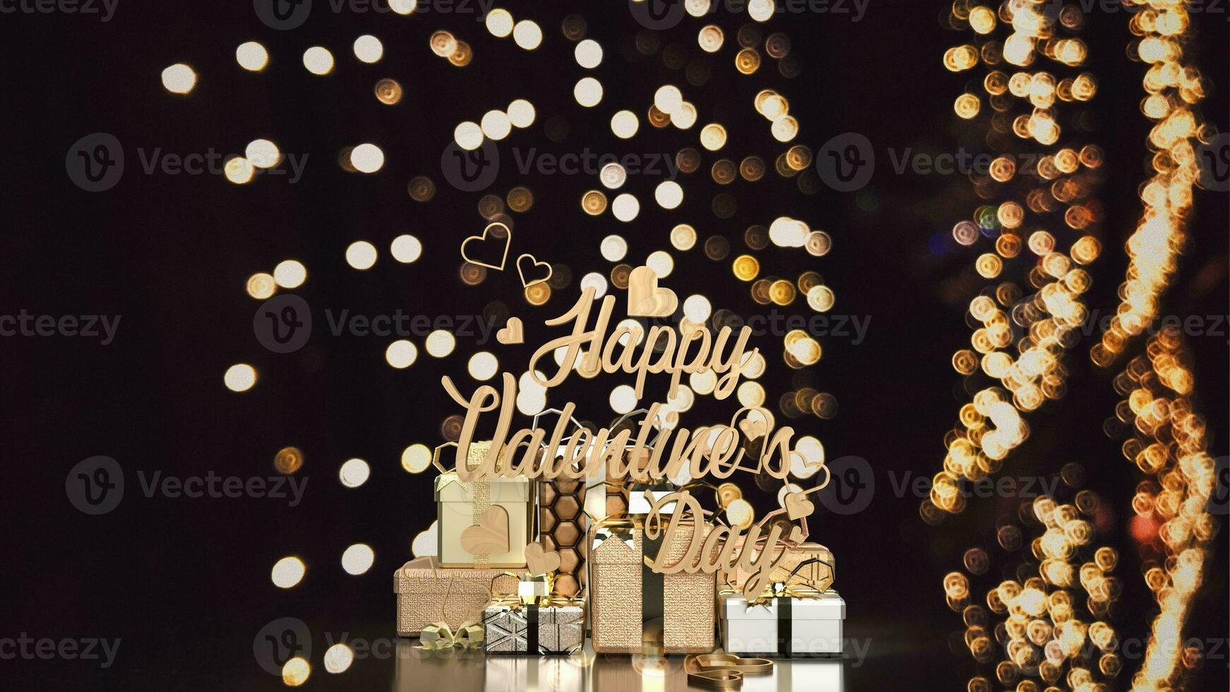 The gold gift box for Valentine's Day concept 3d rendering photo