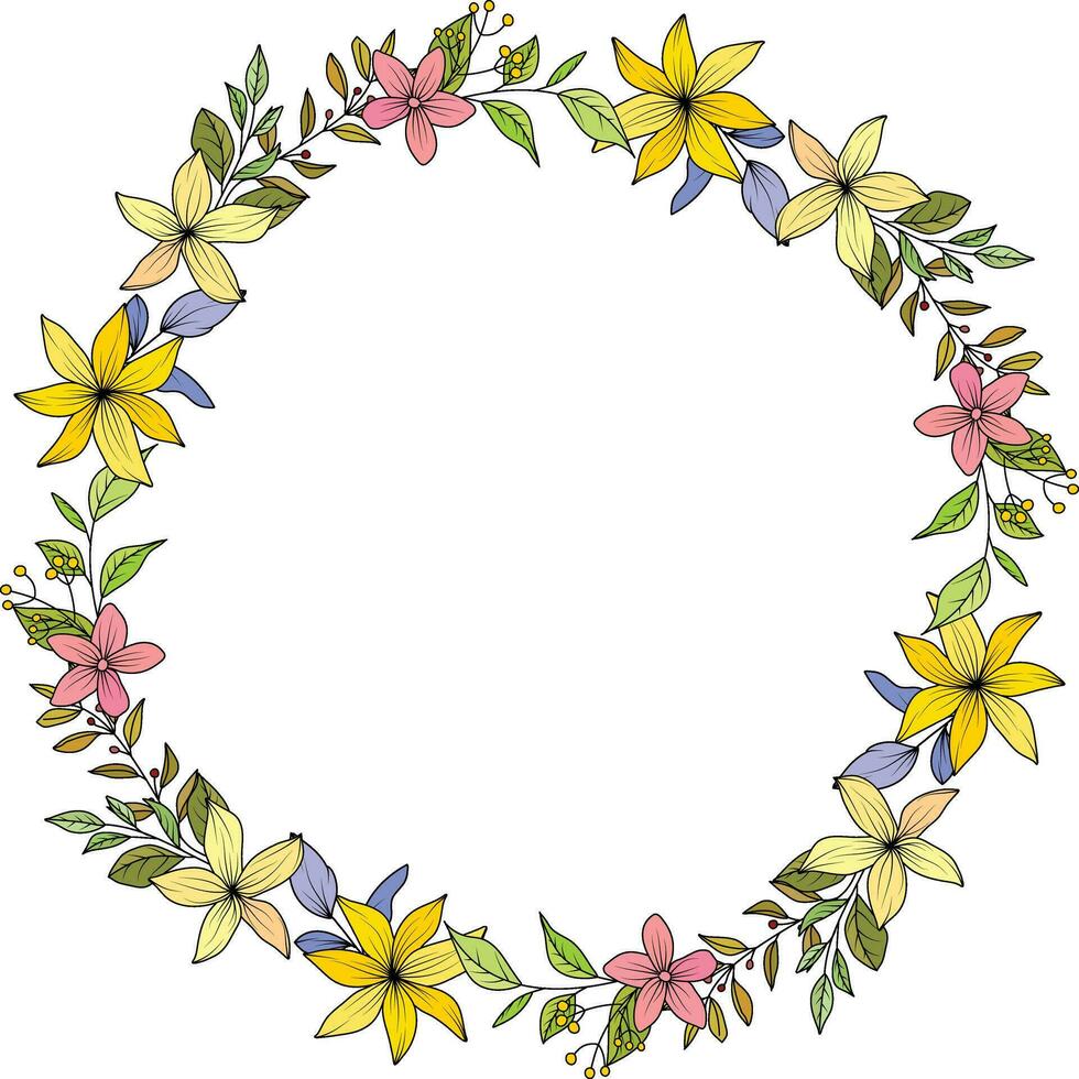 Flower Frame Wreath. Set of floral frames. Floral botanical flowers. for graphic designer decoration, product design, and cards vector