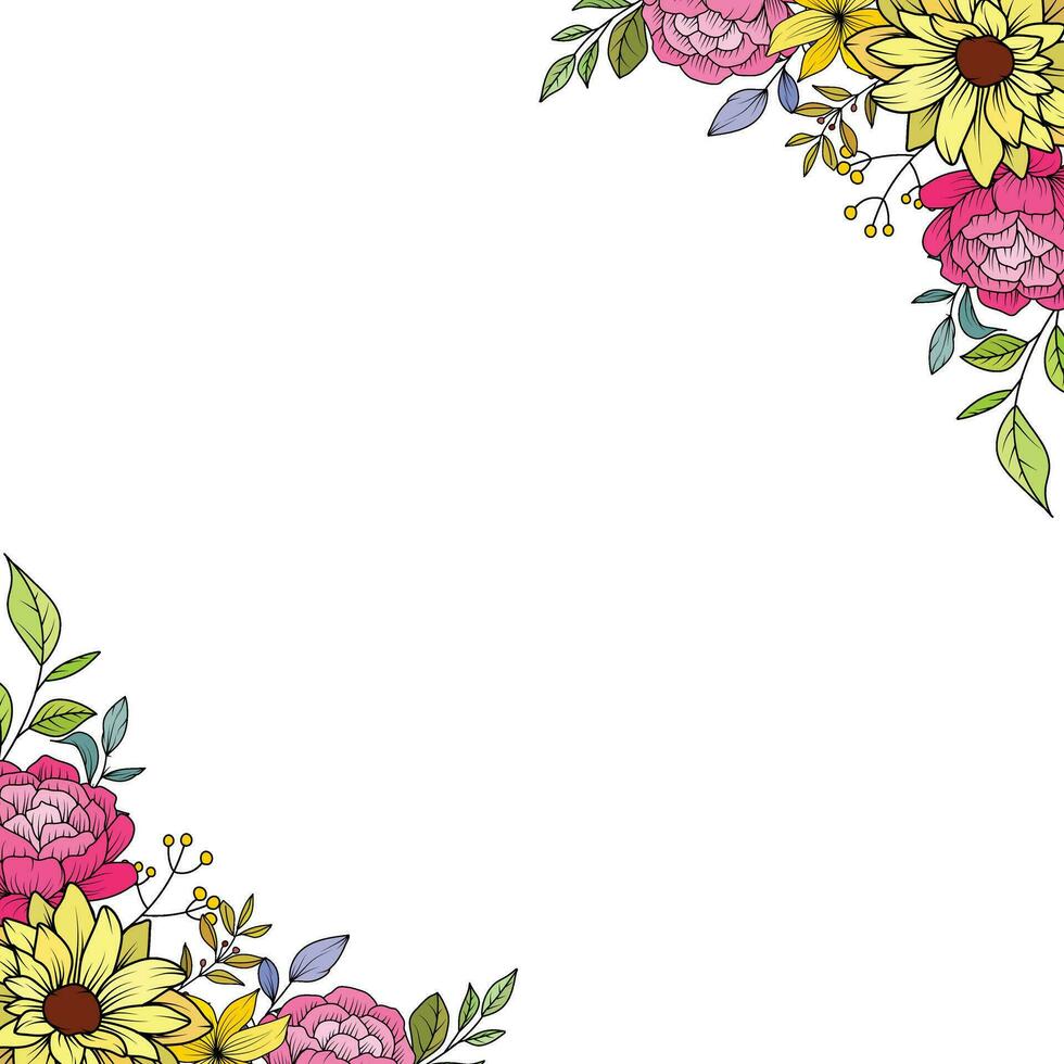 border with colorful flowers vector