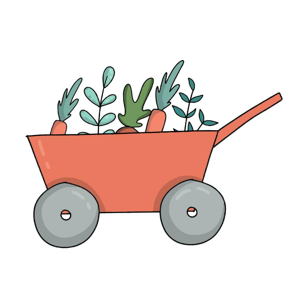 cartoon flat  harvest cart vector