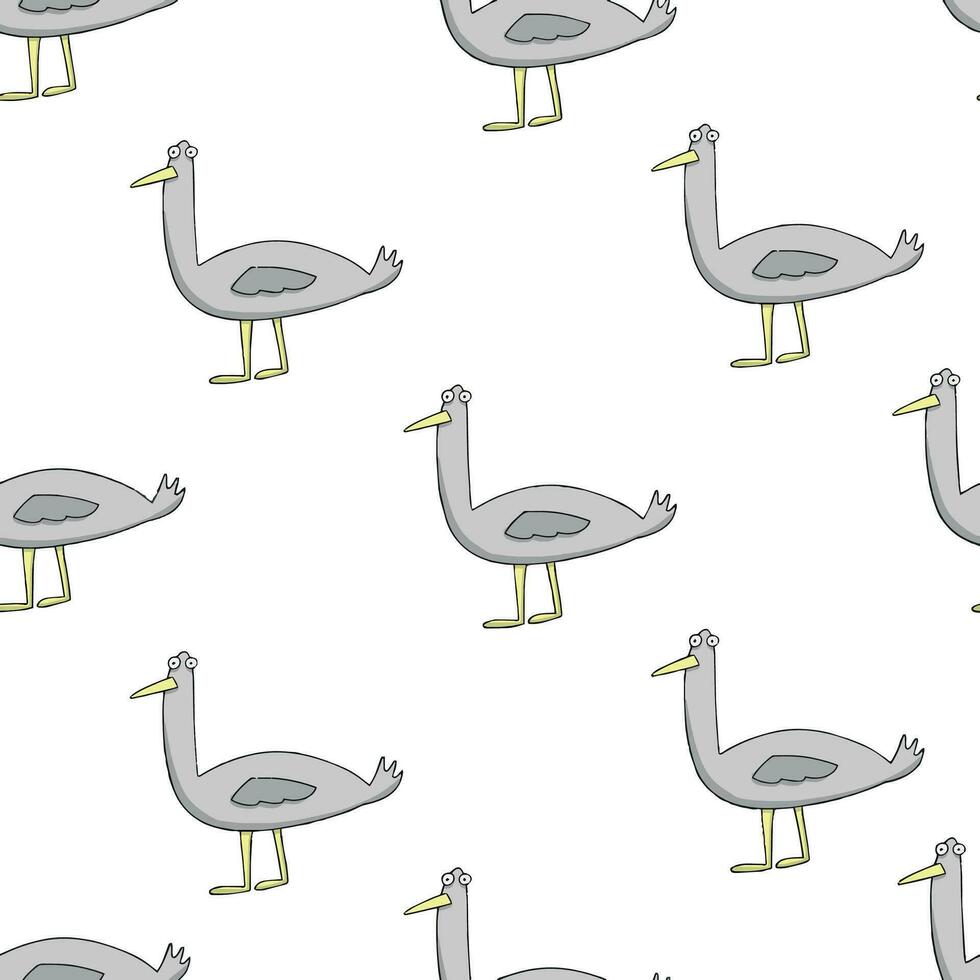 seagull seamless pattern. hand drawn for textile, wrapping paper, background vector
