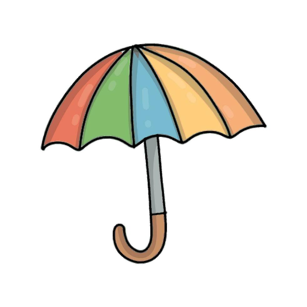 colorful hand drawn rainbow umbrella vector