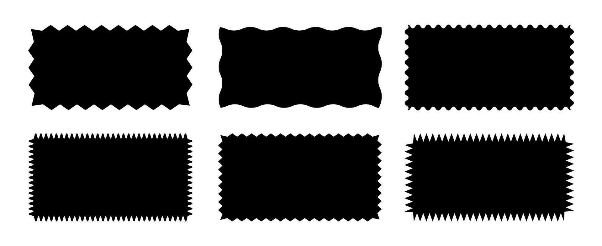 Zigzag edge rectangle shapes set isolated on white background. Vector illustration