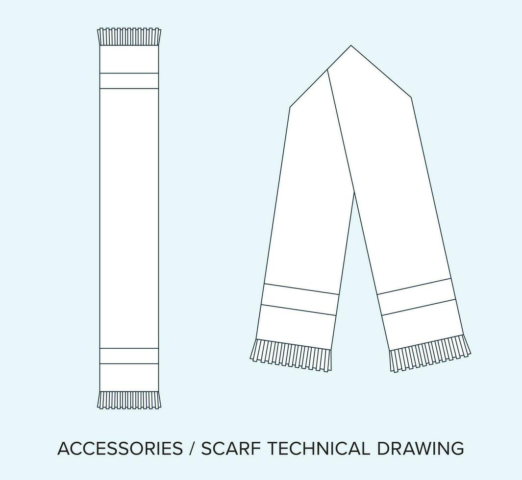 Scarf, Technical Drawing, Apparel Blueprint for Fashion Designers vector