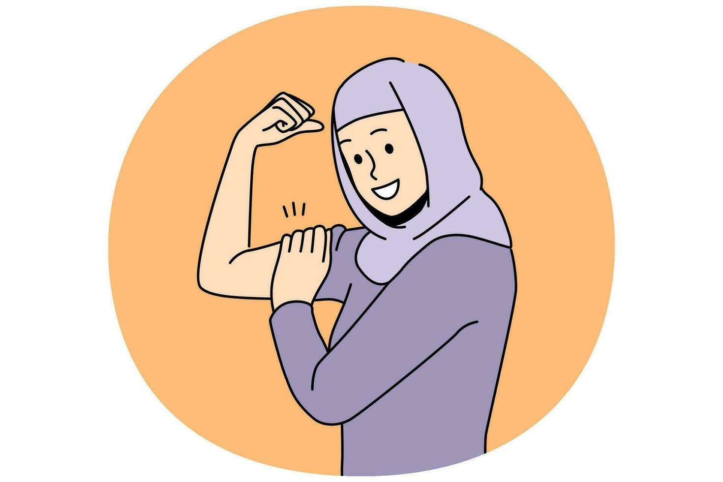 Smiling woman in hijab show power vector