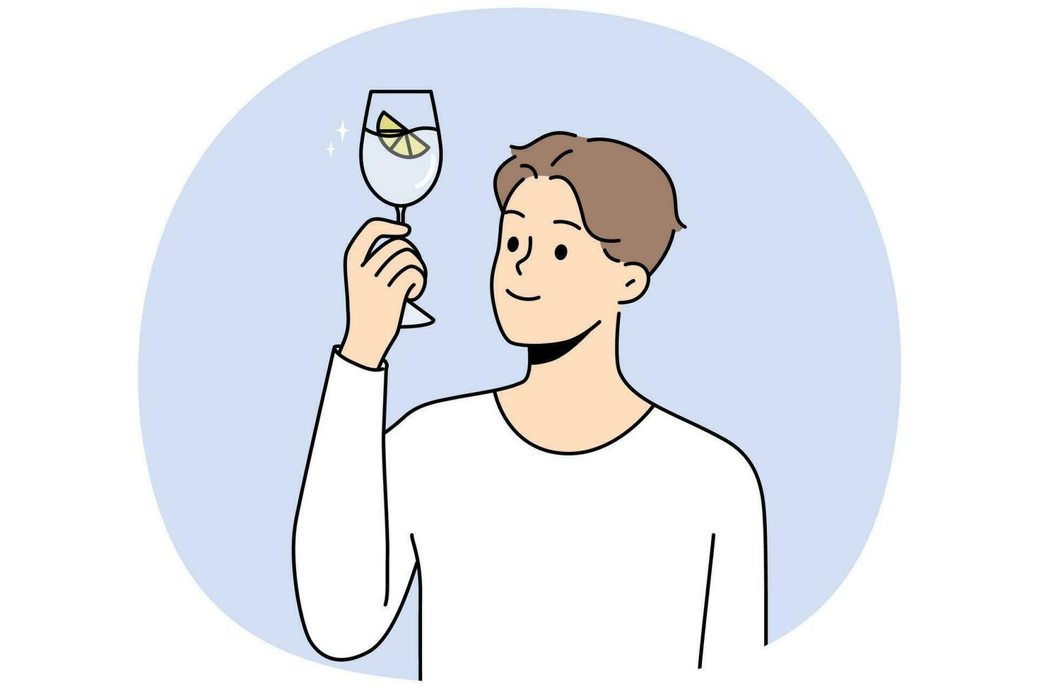 Smiling man hold glass of water vector