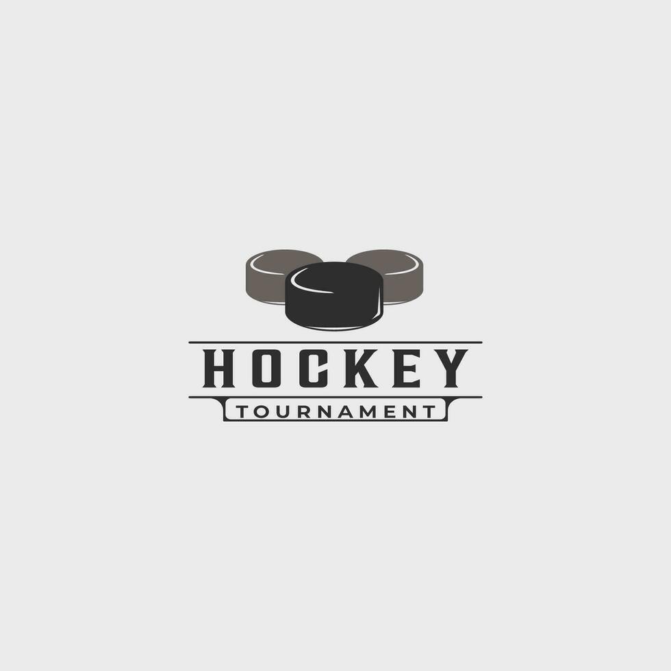 ice hockey puck logo vintage vector illustration template icon graphic design