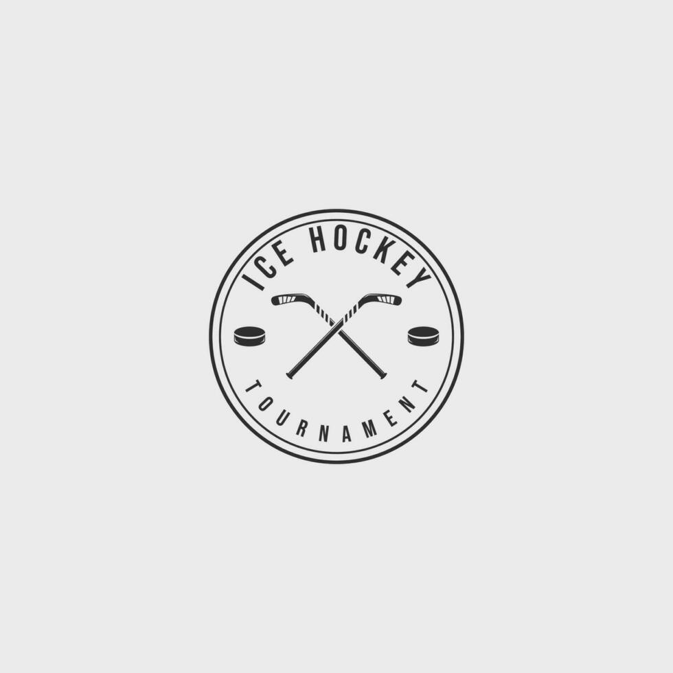 ice hockey puck badge logo vintage vector illustration template icon graphic design