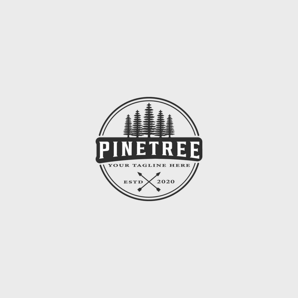 pine tree logo vintage vector simple minimalist illustration template icon graphic design