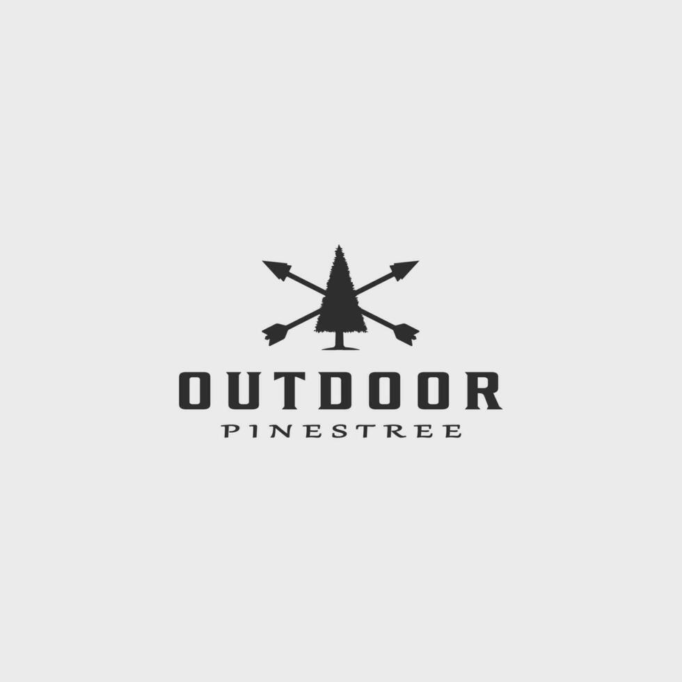 pine tree outdoor logo vintage vector simple minimalist illustration template icon graphic design