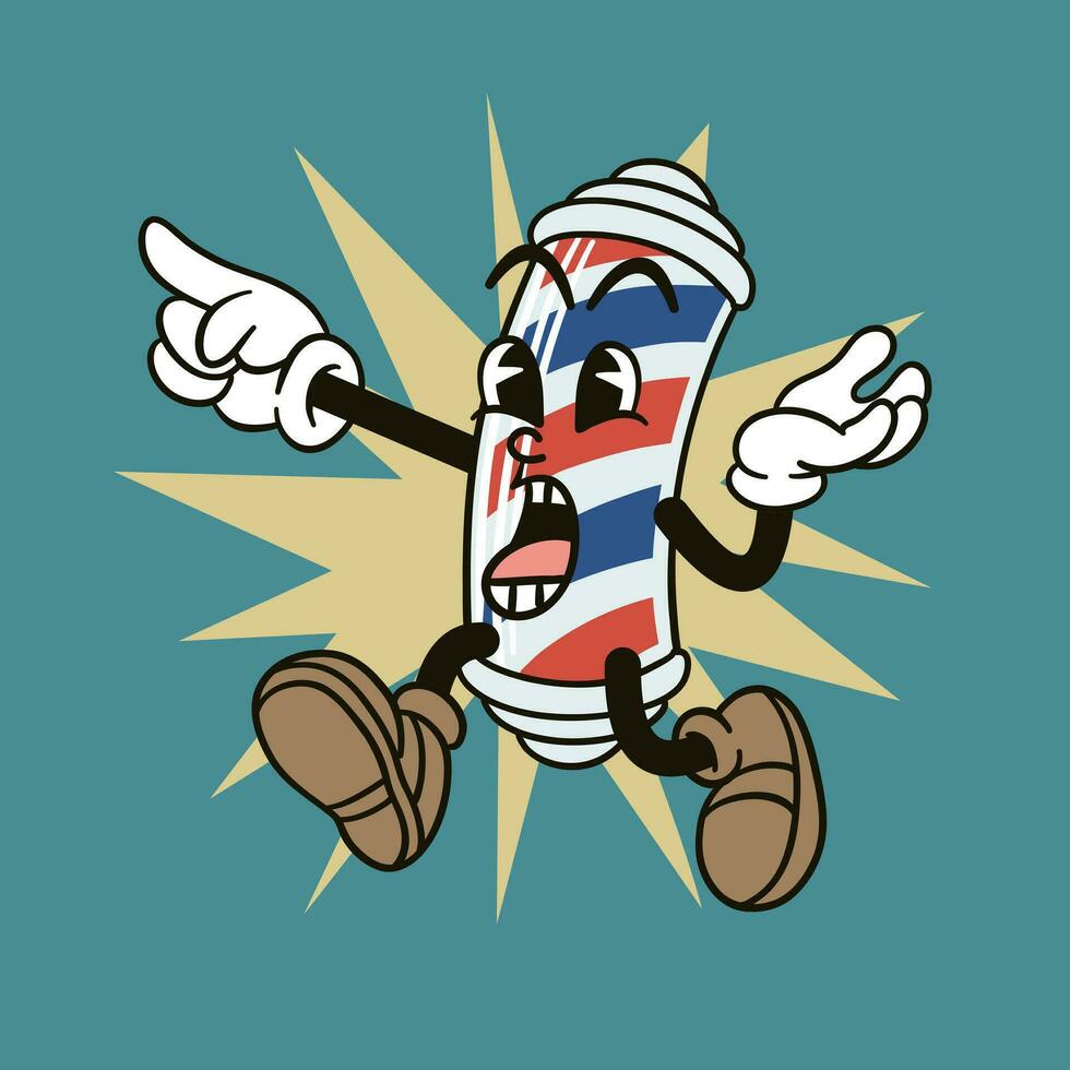 pole barber vector illustration in retro cartoon style