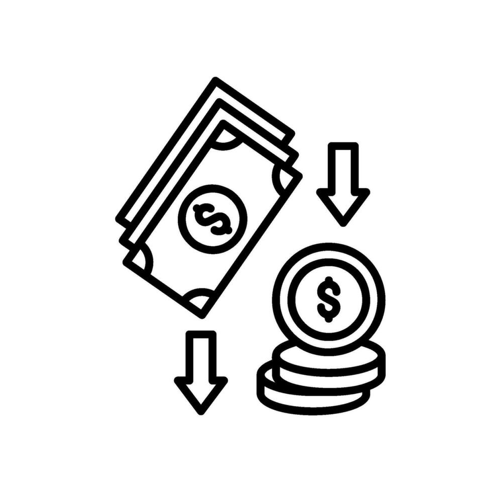 icono de depreciación de dinero valor vector