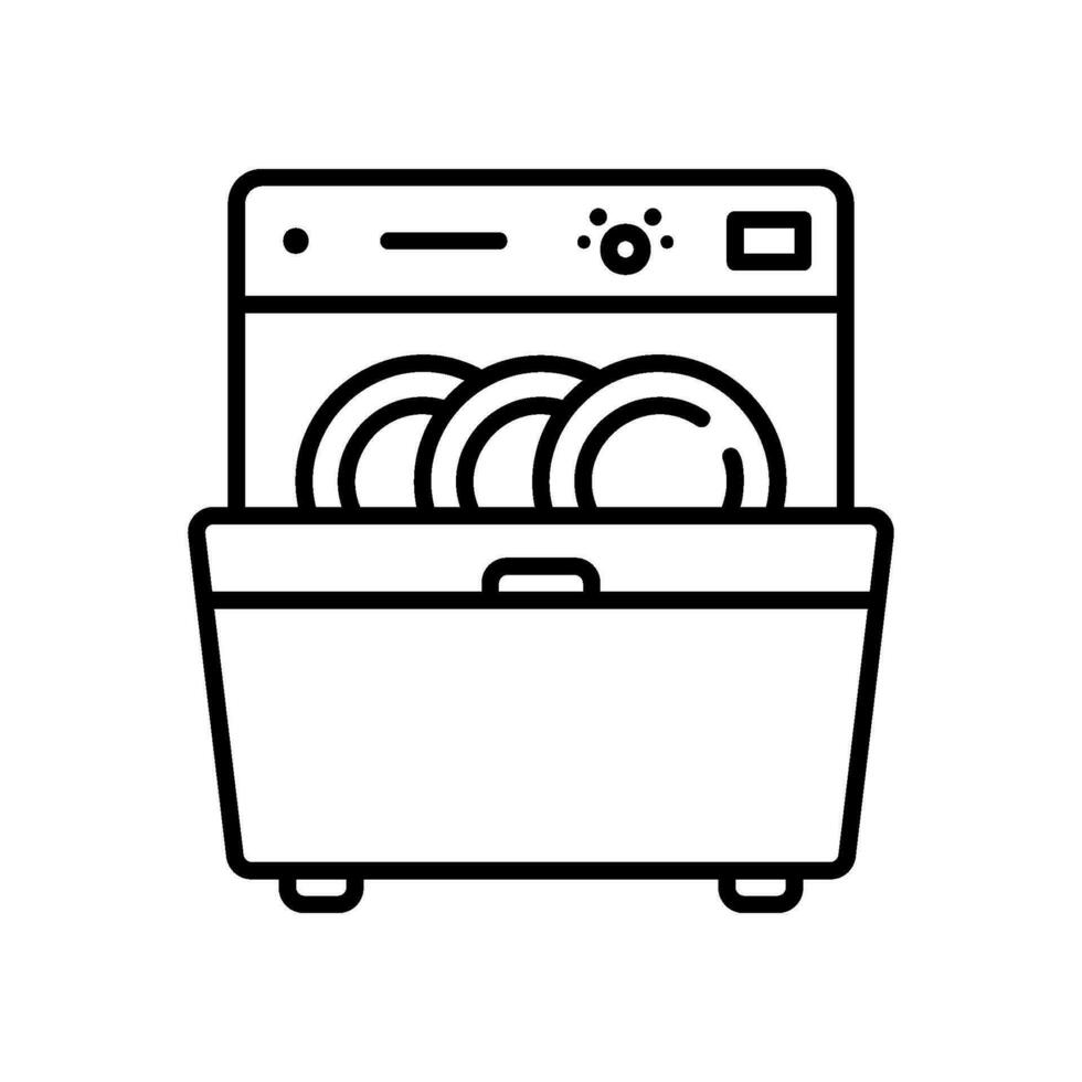 electrónico automático lavavajillas icono para limpieza vajilla vector