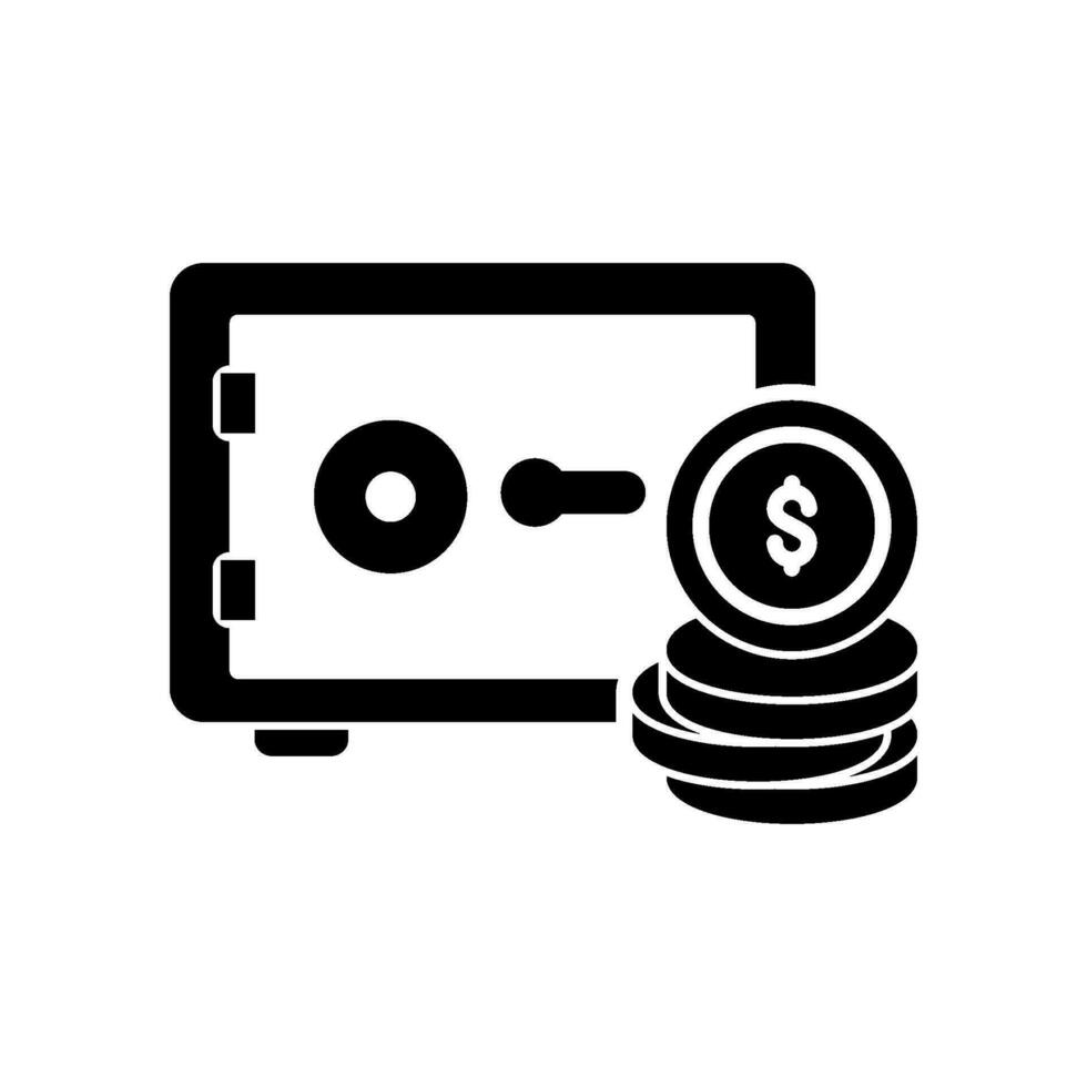 Icon of safe box with coins vector