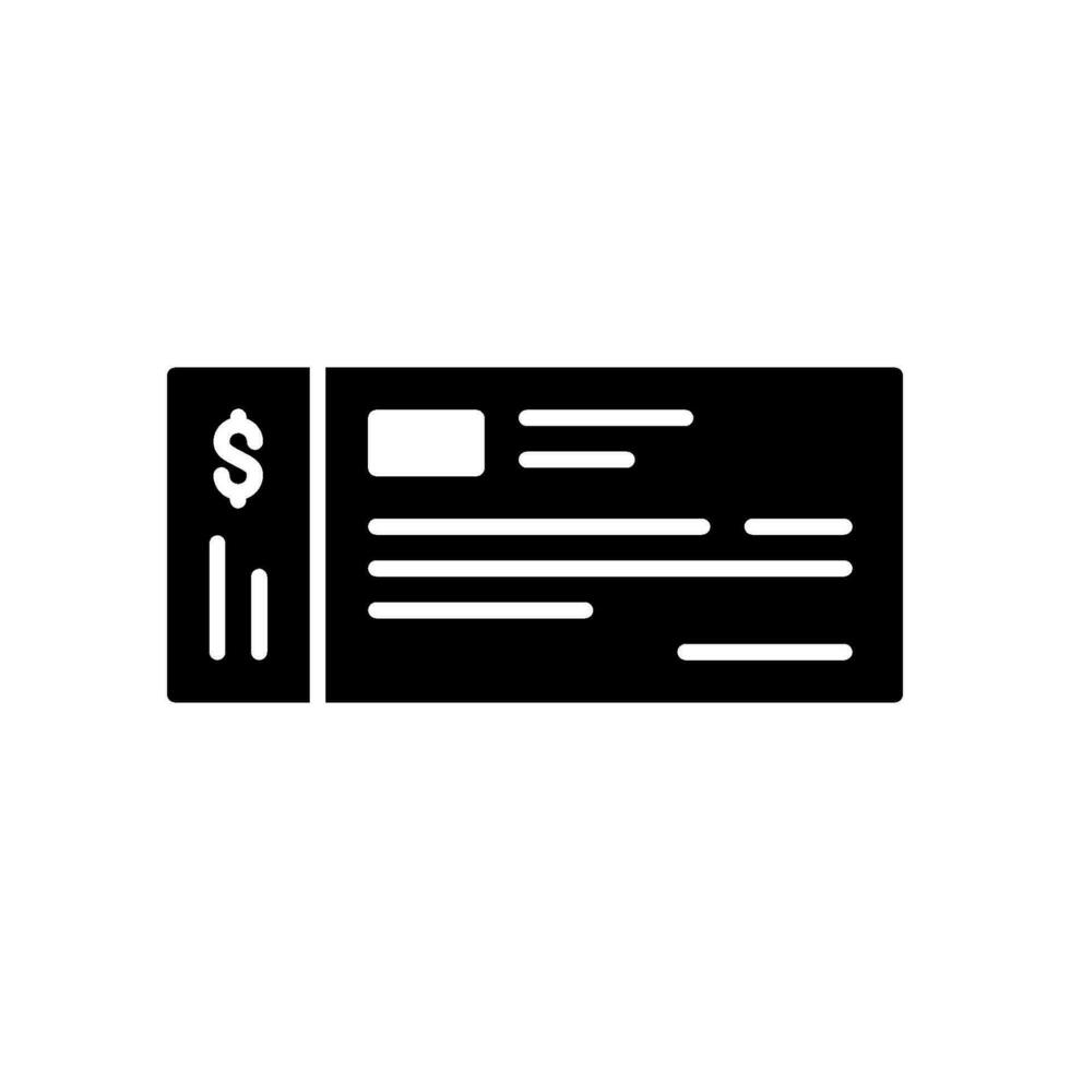 Bank cheque icon for financial transaction vector