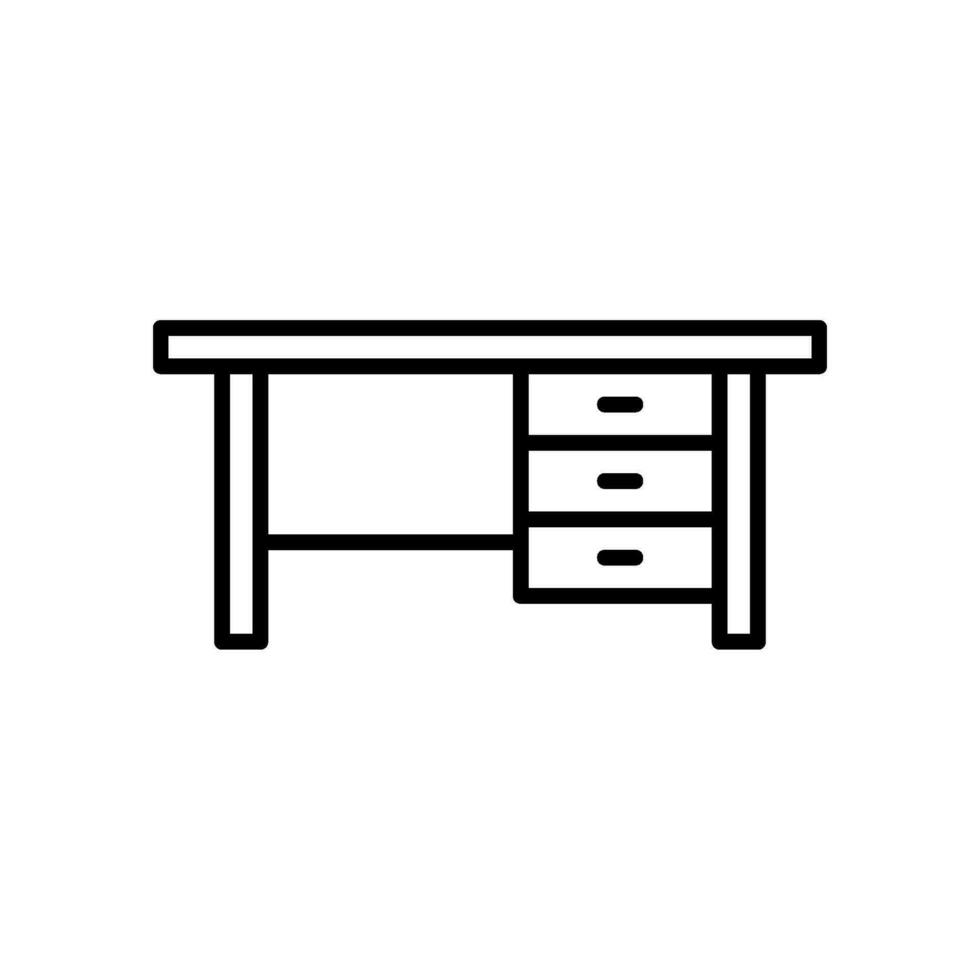 Work desk icon with drawers on the side vector