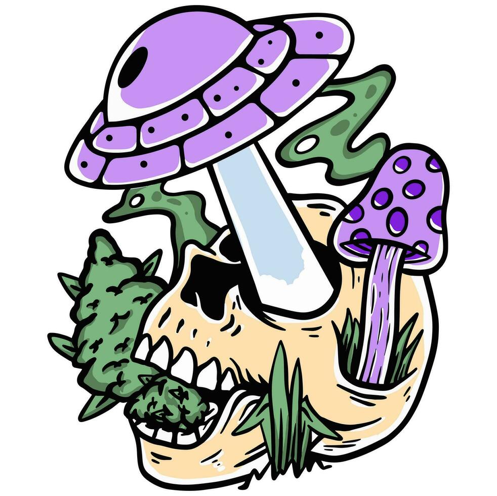 Mushroom Skull ufo vector