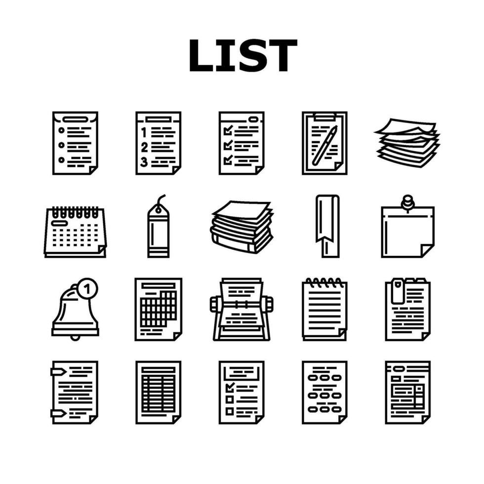 list check document tick icons set vector