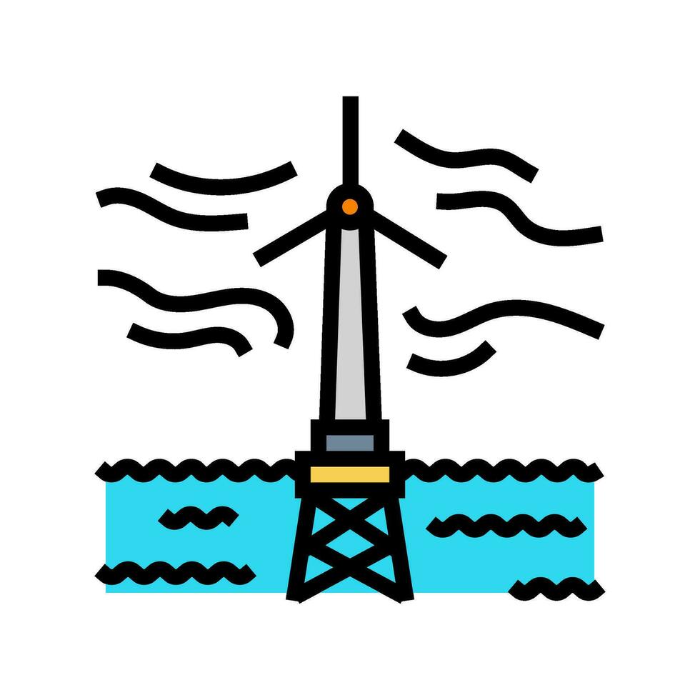 floating wind turbine color icon vector illustration