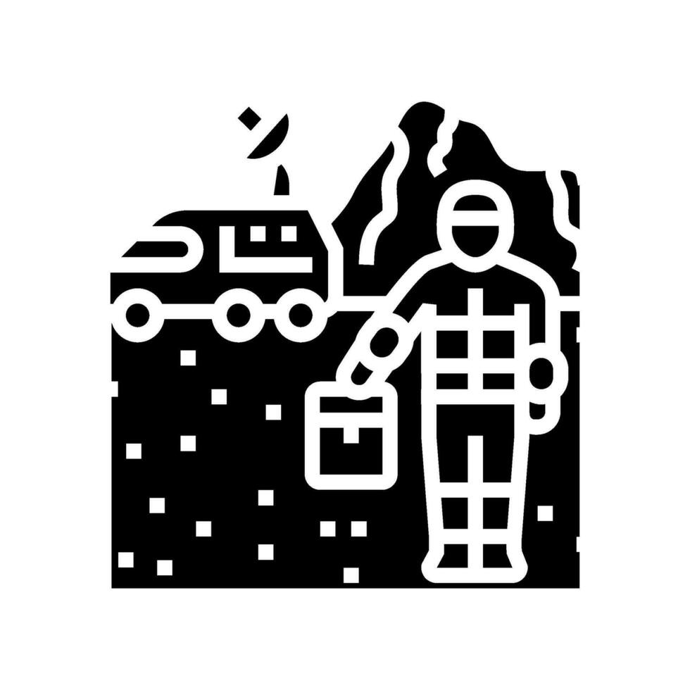 research team space exploration glyph icon vector illustration