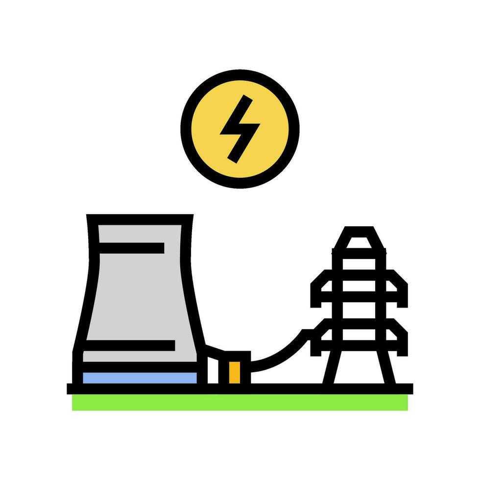 power grid nuclear energy color icon vector illustration