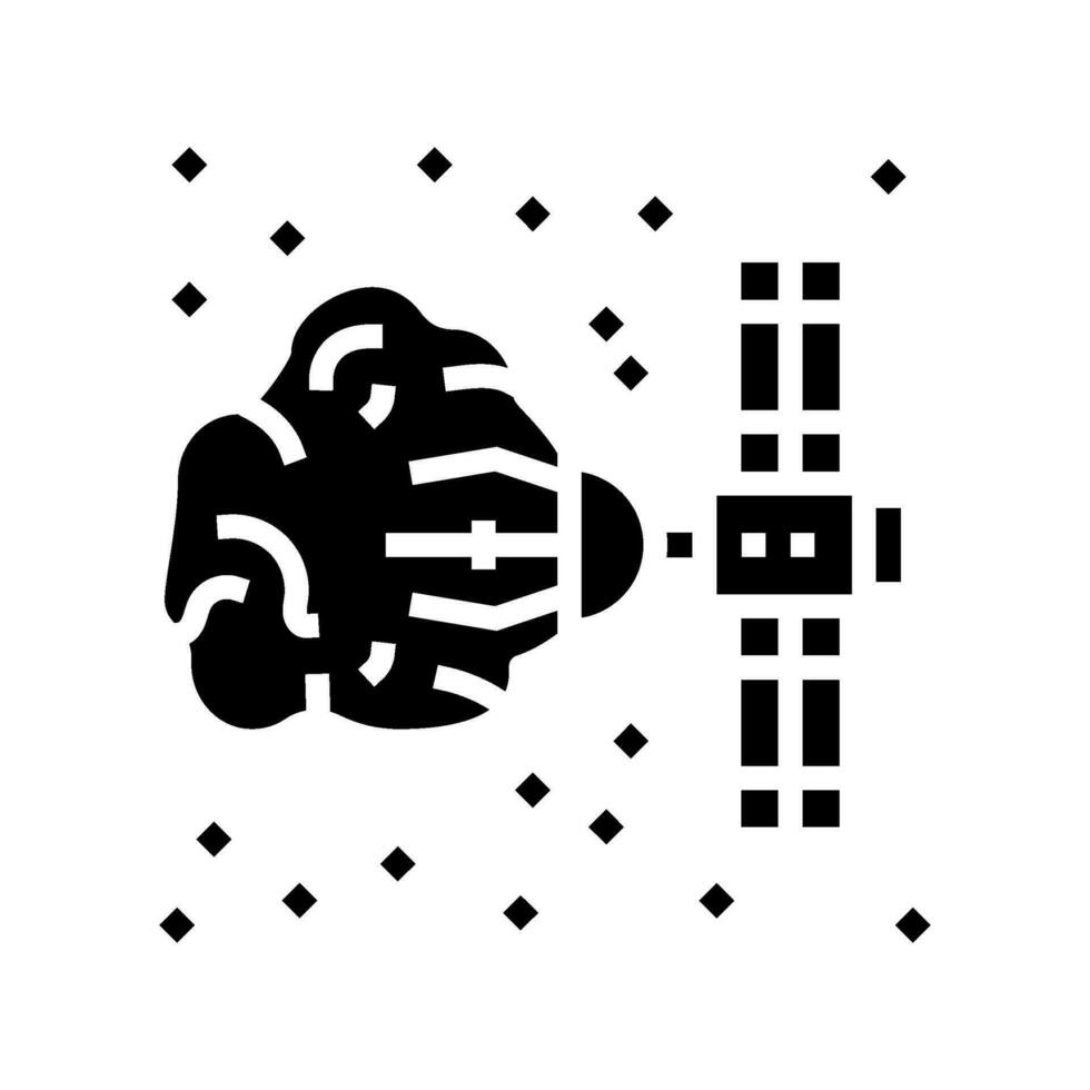 asteroid mining space exploration glyph icon vector illustration