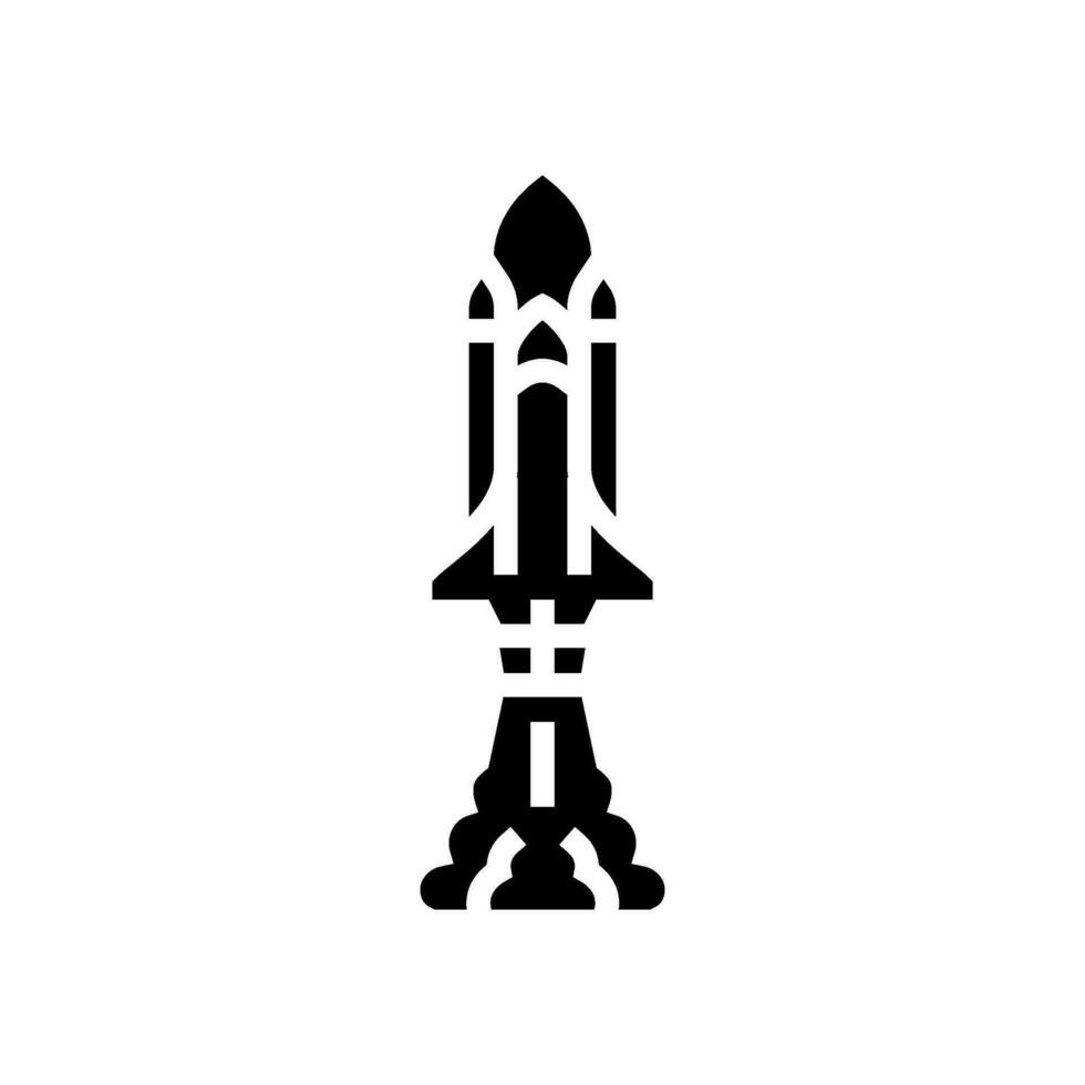 cohete lanzamiento espacio exploración glifo icono vector ilustración