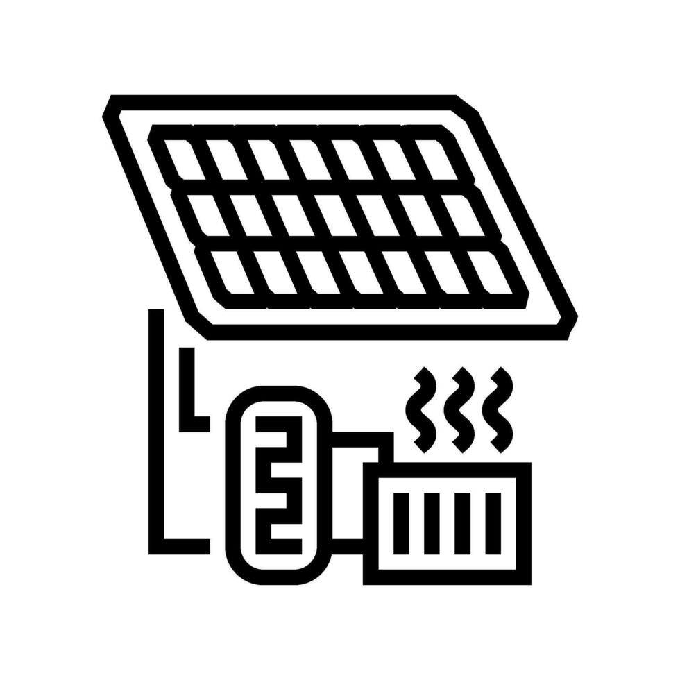 calefacción solar panel línea icono vector ilustración