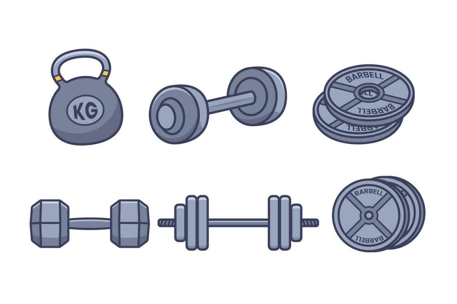 pesas mancuernas y peso fitnes colección vector