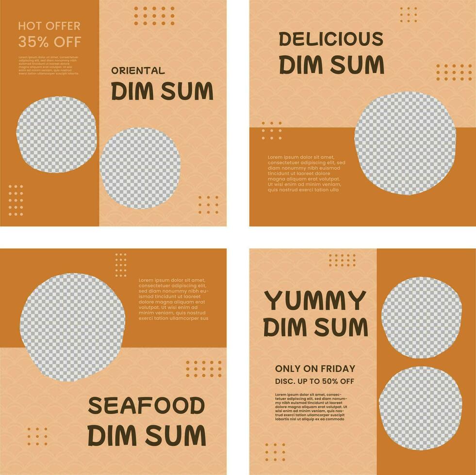 menu templates set for dim sum promotion vector