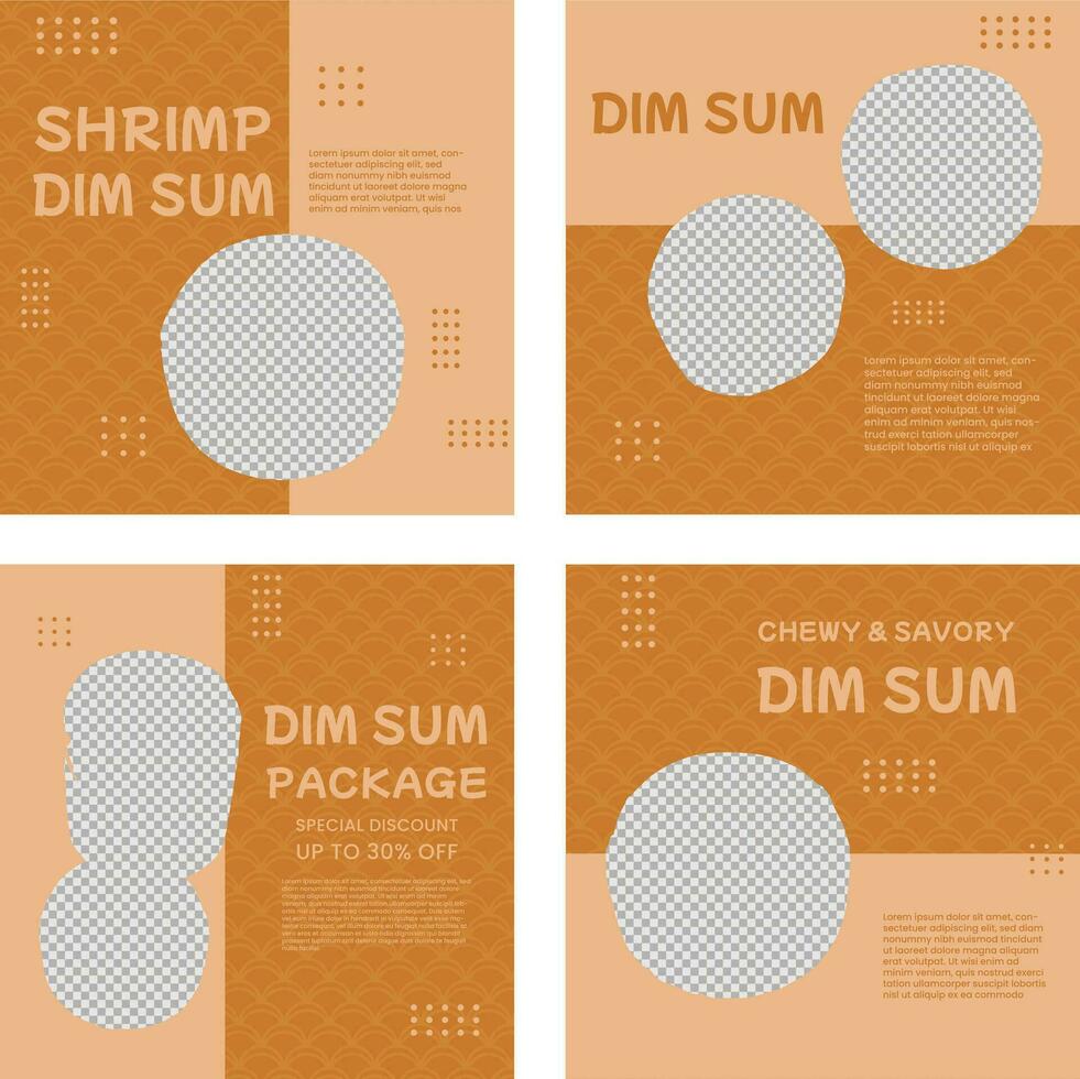 social media menu templates for dim sum vector