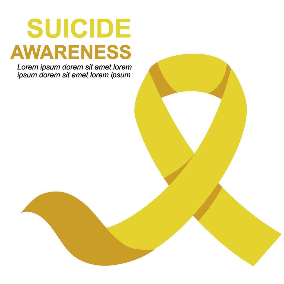 Yellow ribbon is a symbol for suicide prevention awareness. World suicide prevention day with yellow ribbon on white background vector