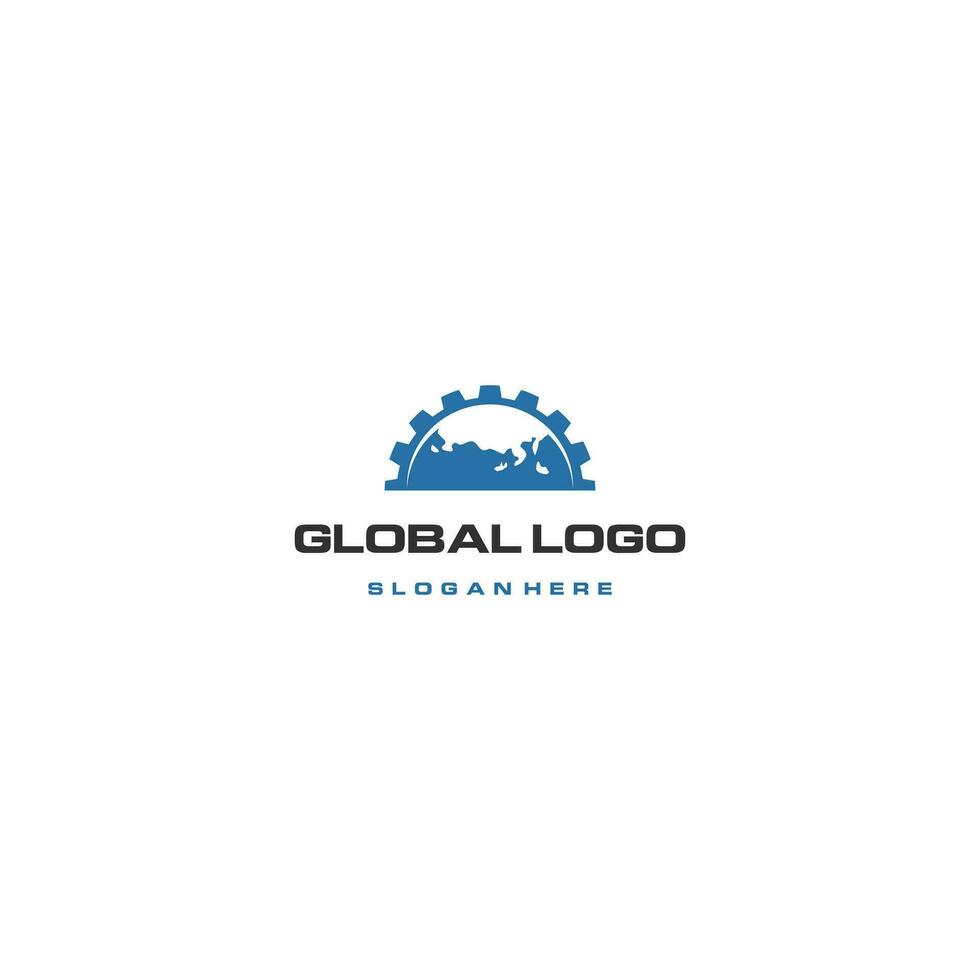 world and gear logo vector combination. Earth and industry symbol or icon