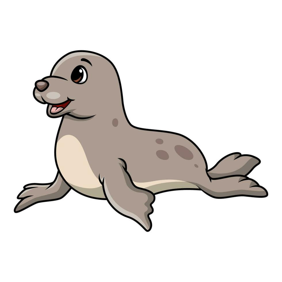 Cute baby seal cartoon on white background vector