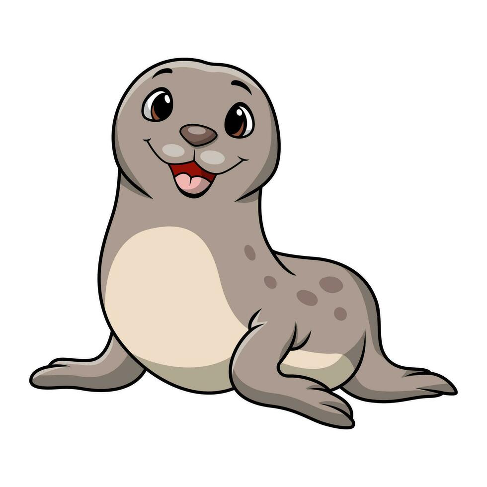 Cute baby seal cartoon on white background vector